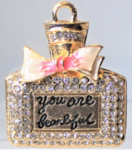 Rhinestone Charm with a pink ribbon. You are beautiful