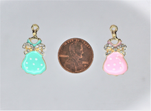 Load image into Gallery viewer, Dress, Dress Charms, Pink, or Blue Dress, Rhinestone Charm
