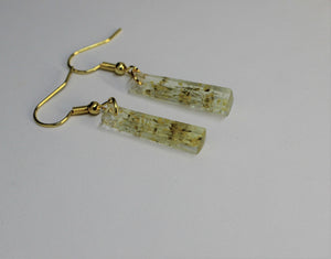 Earrings, Yellow Flower Earrings Rectangle, Unique Handmade Gift