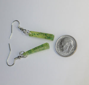 Earrings, Green Rectangle Flower Earrings, Unique Handmade Gift