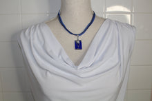 Load image into Gallery viewer, Blue Glass Necklace, unique handmde gift
