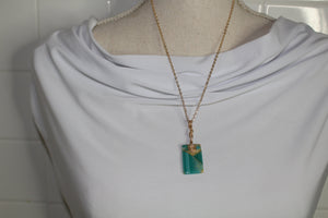 Teal Glass Necklace, Unique Handmade Gift