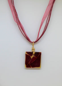 Ruby Red Glass Necklace, Ruby Pendant, Unique Handmade Gift