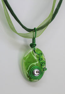 Green, Green Glass Necklace, Chartreuse, Unique Handmade Gift