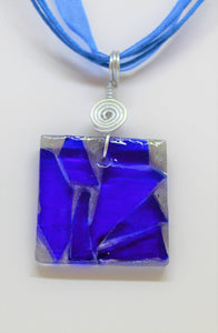 Blue Glass Necklace, Unique Handmade gift