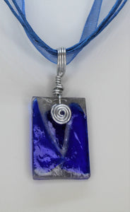 Blue Glass Necklace, unique handmde gift