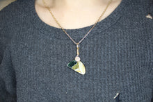 Load image into Gallery viewer, Tan and Green Glass Necklace, Unique Handmade Gift
