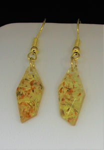 Orange Polygon Pressed Flower Earrings,  dried flower earrings, botanical earrings, confetti earrings, terrarium earrings