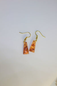 Orange Triangle Pressed Flower Earrings, Autumn dried flower earrings, botanical jewelry, confetti earrings, terrarium earrings