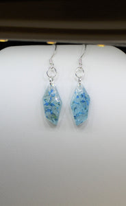 Earrings, Blue Flower Earrings Polygon, Unique Handmade Gift