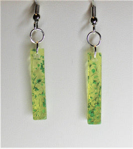 Earrings, Green Rectangle Flower Earrings, Unique Handmade Gift