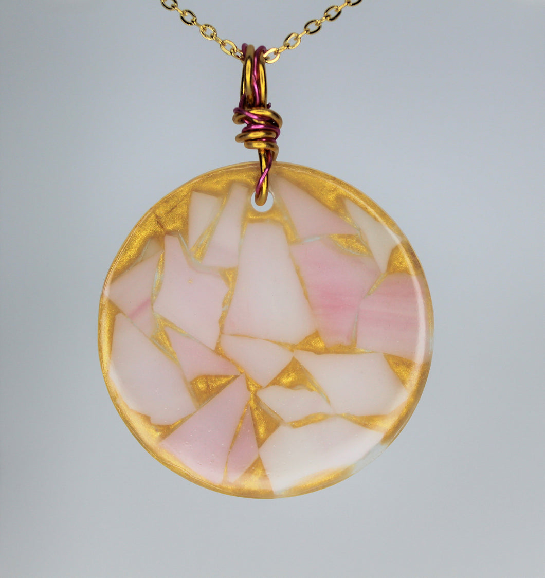 Pink Glass Necklace, Unique Handmade Gift