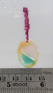 Teal and Pink Glass Necklace, Unique Handmade Gift