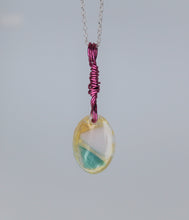 Load image into Gallery viewer, Teal and Pink Glass Necklace, Unique Handmade Gift
