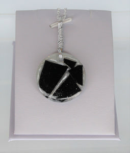 Black Glass Pendant, Unique handmade gift