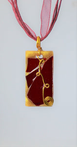 Ruby Red Glass Necklace, Red Pendant, Unique one of a kind gift