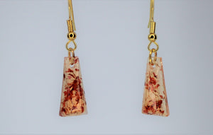 Orange Triangle Pressed Flower Earrings, Autumn dried flower earrings, botanical jewelry, confetti earrings, terrarium earrings