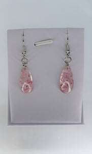 Pink Oval Pressed Flower Earrings, dried flower earrings, botanical earrings, confetti earrings, terrarium earrings