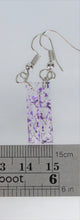 Load image into Gallery viewer, Purple Rectangle Pressed Flower Earrings, dried flower earrings, botanical jewelry, confetti earrings, terrarium earrings
