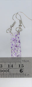 Purple Rectangle Pressed Flower Earrings, dried flower earrings, botanical jewelry, confetti earrings, terrarium earrings