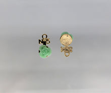 Load image into Gallery viewer, Rose Charms, Tiny Green, Pink, or Black Flower Charms
