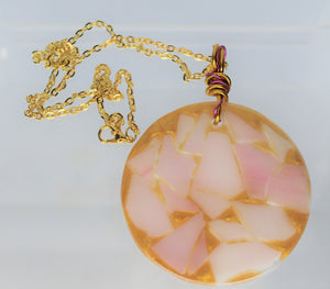 Pink Glass Necklace, Unique Handmade Gift
