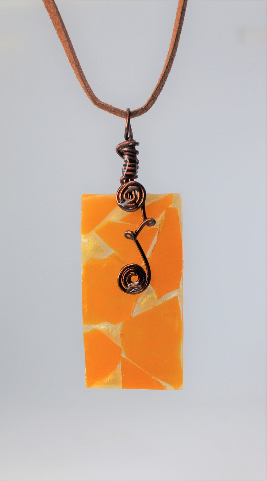Orange Glass Necklace, Unique Handmade Gift