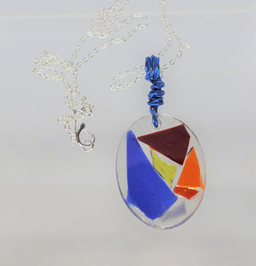 Rainbow Glass Necklace, Unique Handmade Gift