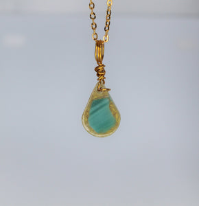 Teal Glass Necklace, Unique Handmade Gift