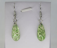 Load image into Gallery viewer, Earrings, Green Oval Flower Earrings, Unique Handmade Gift
