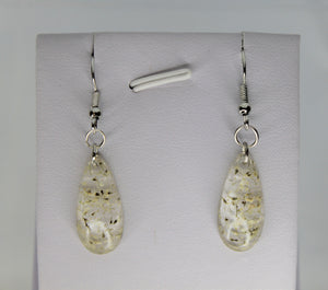 Earrings, White Flower Earrings Oval, Unique Handmade Gift