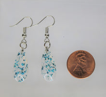 Load image into Gallery viewer, Earrings, Teal Blue Flower Earrings Oval, Unique Handmade Gift
