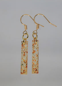 Orange Rectangle Pressed Flower Earrings, dried flower earrings, botanical earrings, confetti earrings, terrarium earrings