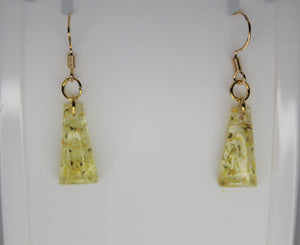 Earrings, Yellow Flower Earrings Triangle, Unique Handmade Gift
