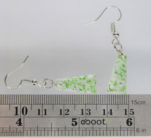 Earrings, Green Triangle Flower Earrings, Unique Handmade Gift