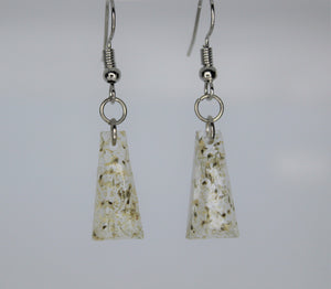 Earrings, White Flower Earrings Triangle, Unique Handmade gift