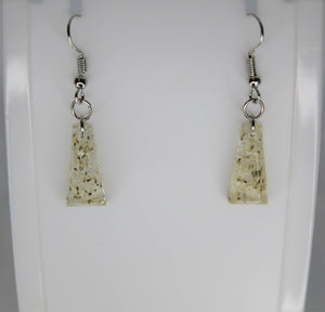 Earrings, White Flower Earrings Triangle, Unique Handmade gift