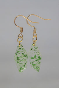 Earrings, Green Polygon Flower Earrings, Unique Handmade Gift