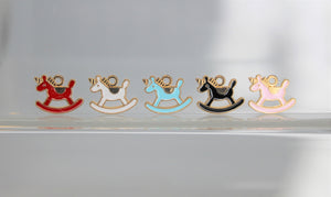 Rocking Horse Charms, Pink, White, Red, Blue, or Black, Unicorns