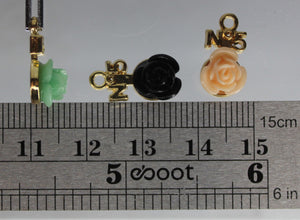 Rose Charms, Tiny Green, Pink, or Black Flower Charms