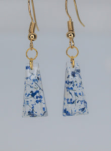 Earrings, Blue Flower Earrings Triangle, Unique Handmade Gift