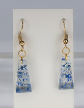 Load image into Gallery viewer, Earrings, Blue Flower Earrings Triangle, Unique Handmade Gift
