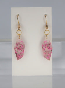 Earrings, Dark Pink Polygon Flower Earring, Unique handmade gift