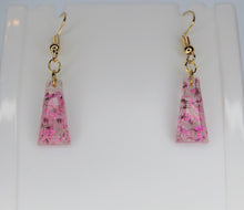 Load image into Gallery viewer, Earrings, Dark Pink Triangle Flower Earrings, Unique Handmade Gift
