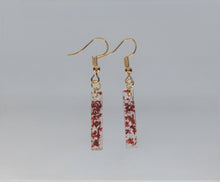 Load image into Gallery viewer, Earrings, Red Rectangle Flower, Unique Handmade Gift
