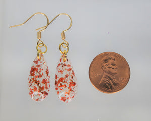 Earrings, Red Oval Flower Earrings, Unique Handmade Gift