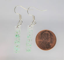 Load image into Gallery viewer, Earrings, Mint Green Rectangle Pressed Flower Earrings,

