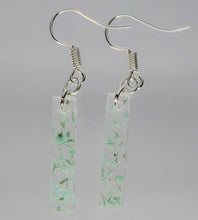 Load image into Gallery viewer, Earrings, Mint Green Rectangle Pressed Flower Earrings,
