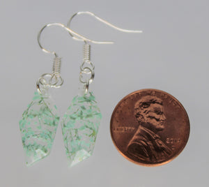 Earrings, Mint Green Polygon Pressed Flower Earrings,