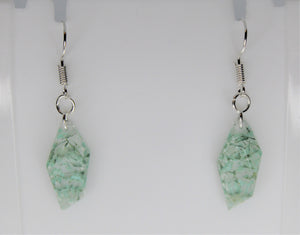 Earrings, Mint Green Polygon Pressed Flower Earrings,